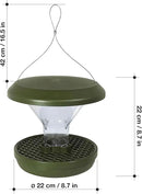 SWISSINNO No Mess Bird Feeder Davos Smart Birds - No Spill Bird Feeder for Outdoor - Mice & Rat Proof - Robust & Reliable for Hanging - Dual Food Chambers - Made in EU - Green by CozyNest Decor