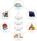 3-Tier Wire Fruit Hanging Basket 2 Packs, non-Punching Wall Hanging Storage, Kitchen Bathroom Organization Basket, Suitable for Bathroom, Kitchen, Closet, Garden, Chrome by CozyNest Decor