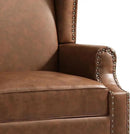 UIXE PU Leather High Back Accent Chairs Set of 2, Upholstered Armchair for Living Room, Retro Wingback Arm Chair Nailhead Trim Single Sofa Bedroom Reading Seat - Brown by CozyNest Decor