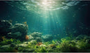 Under The Sea Aquarium Background Deep Sea Aquatic Plants Fish Tank Background Underwater Rock Sunray Terrarium Backgrounds Tropical Fish Deep Ocean Floor Fish Tank Backgrounds 72x24in by GreenHaven Gardens