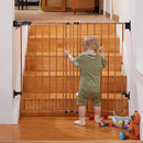Babelio 34" Extra Tall Baby/Dog Gate with No Threshold Design Walk Thru Door, 26-43" Auto Close Safety Gate for Babies, Elders and Pets, Fits Doorways, Stairs, and Entryways, Brown Wood Pattern by TinyTreasures Baby Boutique