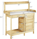 S AFSTAR Outdoor Potting Bench Table, Wooden Garden Work Station with Drawer, Storage Cabinet, Open Shelf, Side Hooks, Metal Tabletop Gardening Workbench, Potting Benches for Outside Backyard Balcony by GreenHaven Gardens