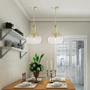 WUZUPS Chandelier Rustic Farmhouse Industrial Round Ceiling Pendant LED Light Fixture with Clear Glass Shades for Dining Room Kitchen Island Foyer Entryway, H 17" x W 13.4", E26 Base, Gold by CozyNest Decor