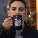 Personalized Electric Guitar Mug 11oz 15oz, Custom Choose Name Coffee Cup, Customized Rock Music Themed Black Mug, Gift For Musicians, Electric Guitar Ceramic Cup With Cosmic Design by CozyNest Decor