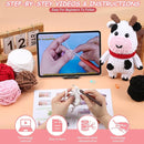 Crochet Animal Kit – 10in Big Adorable COW, Amigurumi Crochet Kit For Intermediate Advanced Level, Kids Knitting Kit With Detailed Videos Tutorials, Yarn, Crochet Hook, Best Gift For Crochet Lovers by TinyTreasures Baby Boutique