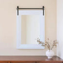 ALBAD Farmhouse Wood Framed Wall Mirror, Natural Wood and Framed Wall Mounted Bathroom Vanity Mirror for Farmhouse Decor, Vertical or Horizontal Hanging by CozyNest Decor