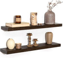 Rustic 30" Floating Shelves, Real Elm Wood Floating Shelf for Wall, Heavy-Duty Wall Shelves for Books, Wooden Floating Shelves with Invisible Bracket for Bathroom, Kitchen, Walnut Color, Set of 2 by CozyNest Decor