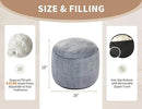 Round Pouf Ottoman Foot Rest Plush Ottoman Footstools for The Living Room Ottomans Stuffed Full of Foam Blocks 26 * 18" Large Foot Stool Dark Grey Footrests Hassocks and Ottomans Set by CozyNest Decor
