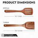 Wooden Spatulas for Cooking Non-Stick Kitchen Pan Toolset 2 PCS Set, Natural Teak Kitchen Utensils,Smooth Finish Utensils Fried Spatula,Turner Non-Stick Wooden Cooking Utensils by CozyNest Decor