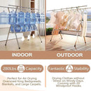 JAUREE Clothes Drying Rack 2 Tiers, Heavy Duty Drying Rack Clothing Folding Indoor Outdoor, Stainless Steel Laundry Drying Rack, Foldable Garment Rack with 20 Windproof Hooks (84 Inches) by CozyNest Decor