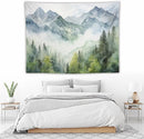 HZOHNAGO Mountain Tapestry Misty Green Forest Mountain Pattern Printed Wall Tapestry Wall Hanging for Bedroom Living Room Dorm 80" W x 60" H by CozyNest Decor