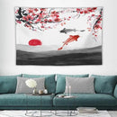 Houselerax Japanese Koi Fish Tapestries, Cherry Blossoms Asian Oriental Flower Branch Koi Fish Carp Tapestry Wall Hanging for Bedroom Living Room Office Decor 60"x40" by CozyNest Decor