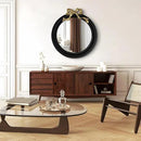 25x25 inch Bow Antique Round Mirror for Wall, Gold & Black Decorative Wall-Mounted Circle Mirror, Perfect for Bedroom, Hallway, Living Room Décor, and Bathroom Vanity by CozyNest Decor