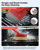 Grill Brush Bristle Free with Scraper 2 Replacement Heads, Steel Wire Replaceable Head and Fire-Resistant Fabric Replaceable Head by GreenHaven Gardens