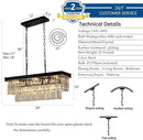 Black Crystal Chandeliers for Dining Room Light Fixtures Over Table，9-Lights Modern Rectangle Chandeliers for Kitchen Island Bar L28 Inch by CozyNest Decor