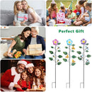 Set of 3 Solar Garden Lights,23'' H Flowers＆Insect Decorative Garden Stakes,Waterproof Metal Spring Yard Art Decor,Solar Stake Lights for Outside,Lawn,Yard,Patio by GreenHaven Gardens