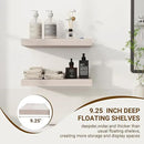16 Inch Floating Shelves, 3D Textured Wood Grain, 16"x9.25"x1.5" Inch Deep Floating Shelves for Wall, Wooden Shelves for Bathroom, Bedroom, Living Room, Washed White by CozyNest Decor
