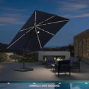 PURPLE LEAF 10 Feet Patio Umbrella with Base Outdoor Cantilever Solar Powered LED Square Umbrella Aluminum Offset Umbrella with 360-degree Rotation for Garden Deck Pool Patio Navy by GreenHaven Gardens