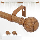 Wood Curtain Rods for Windows 28 to 48 Inch(2.3-4Ft),1 Inch Adjustable Curtain Rod,Heavy Duty Curtain Rods,Wooden Netted Texture Finial Drapery Rods,Single Window Curtain Rod 18-45",Brown Wood by CozyNest Decor