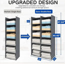 Dual-Row 6 Tier Shelf Hanging Closet Organizer and Storage, 12 Pockets Clothes Storage Shelves with 3 Sturdy Hooks for Clothing Organization, Dorm Room Essentials for Girls, Foldable, Grey by CozyNest Decor