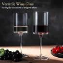Premium Crystal Wine Glasses - Hand Blown, Thin Rim, Long Stem, Square Unique Design - Set of 4, 15oz - Perfect for Men or Women, Wedding, Anniversary, Christmas, Birthday Gift by CozyNest Decor