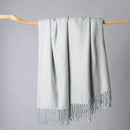 CUDDLE DREAMS Silk Throw Blanket with Hand-Knotted Fringe, Natural, Soft & Breathable (Herringbone Blue) by CozyNest Decor