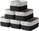 TheWarmHome Storage Bins for Shelves - 6 Pack 11.8x7.8x5.2 inch Collapsible Storage Cubes, Basket for Gifts Empty Closet Organizing Dog Toy Box (White & Black) by TinyTreasures Baby Boutique