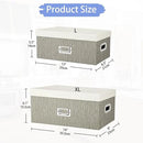 Briful Set of 2 Decorative Storage Boxes with Lids – Gray & White Nesting Organizer Bins, 14'' + 13'' Set Rectangular Fabric Covered Cardboard Boxes for Office, Closet, or Home Decor by CozyNest Decor