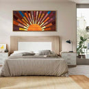 IARTTOP Extra Large Boho Sun Wood Wall Art for Living Room Wooden 3D Framed Abstract Sun Rising on the Horizon Geometric Wall Decor Mid century Sunshine Artwork Home Bedroom Office20 * 40 Inch by CozyNest Decor