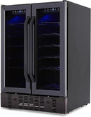 NewAir 24" Dual Zone Wine and Beverage Refrigerator, 18 Bottle & 58 Can, French Door Built-In Fridge with Lock, Black Stainless Steel Cooler, Digital Thermostat, Adjustable Shelves by CozyNest Decor