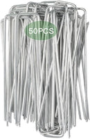 Cool Area 50PCS 6 Inches 11 Gauge Garden Stakes, Landscape Staples, Ground Stakes, Yard Stakes, U-Shaped Garden Staples for Securing Landscape Fabrics,Irrigation Pipes, Weed Barrier Fabric, Fences by GreenHaven Gardens
