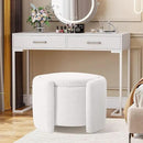Furniliving Upholstered Button Tufted Round Ottoman, Ottoman with Storage, Teddy Footrest Stool, Removable Lid Convenient Footstools, Bedroom Ottomans with Storage for Vanity, Living Room, White by CozyNest Decor