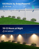 8 Pack Solar Powered Gutter Lights Outdoor Decorative Waterproof 12 LEDs Yard Lamp for Fence, Railing, Outside Wall, Deck, Garden, Path, Backyard, Walkway, Patio, No Drilling Installation (Warm White) by GreenHaven Gardens