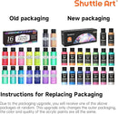 Shuttle Art Color Change Acrylic Paint Set, 16 Colors Chameleon Colors Acrylic Paint in Bottles (60ml/2oz), Non-Toxic for Artists, Beginners and Kids on Rocks, Crafts, Canvas, Wood, Fabric, Ceramic by TinyTreasures Baby Boutique
