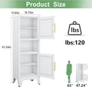 47.24" H Metal Narrow Bathroom Storage Cabinet Pantry Storage Cabinet, 2 Adjustable Shelves for Kitchen, Home Office, Living Room, Dinning Room (White) by CozyNest Decor