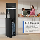 IKT Self-Cleaning Bottom Load Hot and Cold Water Cooler Dispenser with Ice Maker for 5 Gallon Bottle 22lbs Daily Capacity Perfect for Home Black by CozyNest Decor