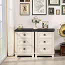 Farmhouse Night Stand Set of 2, 18" End Table with 3 Drawer Metal Handle, Dresser for Bedroom, Sofa Bed Side Table Chest of Drawers,Wood Nightstand Cabinet for Organizer, Living Room-White by CozyNest Decor