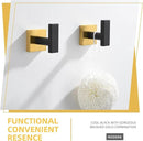 Angle Simple Bathroom Towel Hook 2 Pack, SUS 304 Stainless Steel Bath Robe Coat Holder Wall Mounted, Black & Gold by CozyNest Decor