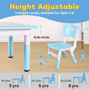 FUNLIO Kids Table and 4 Chairs Set, Height Adjustable Toddler Table and Chair Set for Ages 3-8, Easy to Wipe Arts & Crafts Table, for Classrooms/Daycares/Homes, CPC & CE Approved (5-Piece Set) - Blue by CozyNest Decor