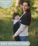 Lightweight Baby Sling 100% Cotton Newborn, Toddler, Infant Adjustable Ring Sling Breathable Travel Carrier Black by TinyTreasures Baby Boutique