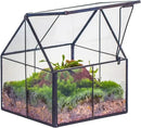 NCYP Mini Glass Geometric Terrarium with Lid - 4.25" x 4.25" x 4.92" Small House Shape Close Planter Pot for Succulents Plant - Handmade, Home Garden Office Tabletop Decor, Black (Terrarium Only) by GreenHaven Gardens