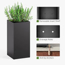 Stoog 30" Tall Planters for Outdoor Plants, All-Weather Metal Planter Boxes Set of 4, with Removable Insert Shelf, Modern Design, Indoor/Outdoor Use, Black by GreenHaven Gardens