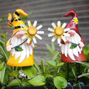 HONGLAND Gnome Metal Yard Art - Metal Gnome Statue -Gnome Outdoor Decorations - Bee and Ladybug Garden Statue- Christmas Holiday Lawn Patio Yard Garden Decor (Set of 2) by CozyNest Decor