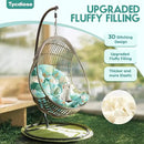 Egg Chair Cushion Replacement, Waterproof Outdoor Hanging Egg Swing Chair Cushions Pads, U-Shaped Thickened Cushions for Hanging Eggs Chair with Ties, 47x33x7 Inches (Cyan Floral Leaf) by GreenHaven Gardens