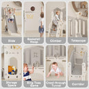 YUFU 8 in 1 Toddler Slide Set, Kids Slide for Toddlers Age 1-3, Toddler Playset with Climber, Basketball Hoop and Ball, Outdoor Indoor Playground for Toddlers 1-3 (Beige+Gray) by TinyTreasures Baby Boutique