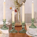 12PCS Green Candlestick Holders Set- 4" H Taper Candle Holders, Glass Candle Holders Bulk for Wedding, Party, Home Table Centerpieces, Festival Gifts & Windowsill Decor by CozyNest Decor