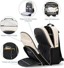 MOMUVO Diaper Bag Backpack, Quilted Baby Bag with Changing Pad & Stroller Straps & Pacifier Case, Multifunction Waterproof Travel Diaper Bags, Unisex, Black Beige by TinyTreasures Baby Boutique