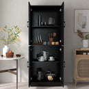 Black Kitchen Pantry, 71" Tall Cabinet with Doors, Hutch with Storage for Dining Room by CozyNest Decor