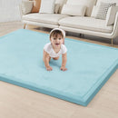 ACOMOPACK Baby Play Mat for Floor 1.3" Thick Memory Foam Play Mat 79"×157 Tummy Time Crawling with Non-Slip Bottom for Living Room,Nursery,Soft Velvet Playpen Mats for Kids,Infants（Light Blue） by TinyTreasures Baby Boutique