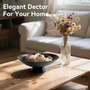 Decorative fruit bowl for Home Decor Large Modern Handicraft Key Bowl for Entryway Table Stylish Centerpiece Purse Bowl Pedestal bowl for Kitchen Counter Coffee Table(Artificial Stone Black) by CozyNest Decor